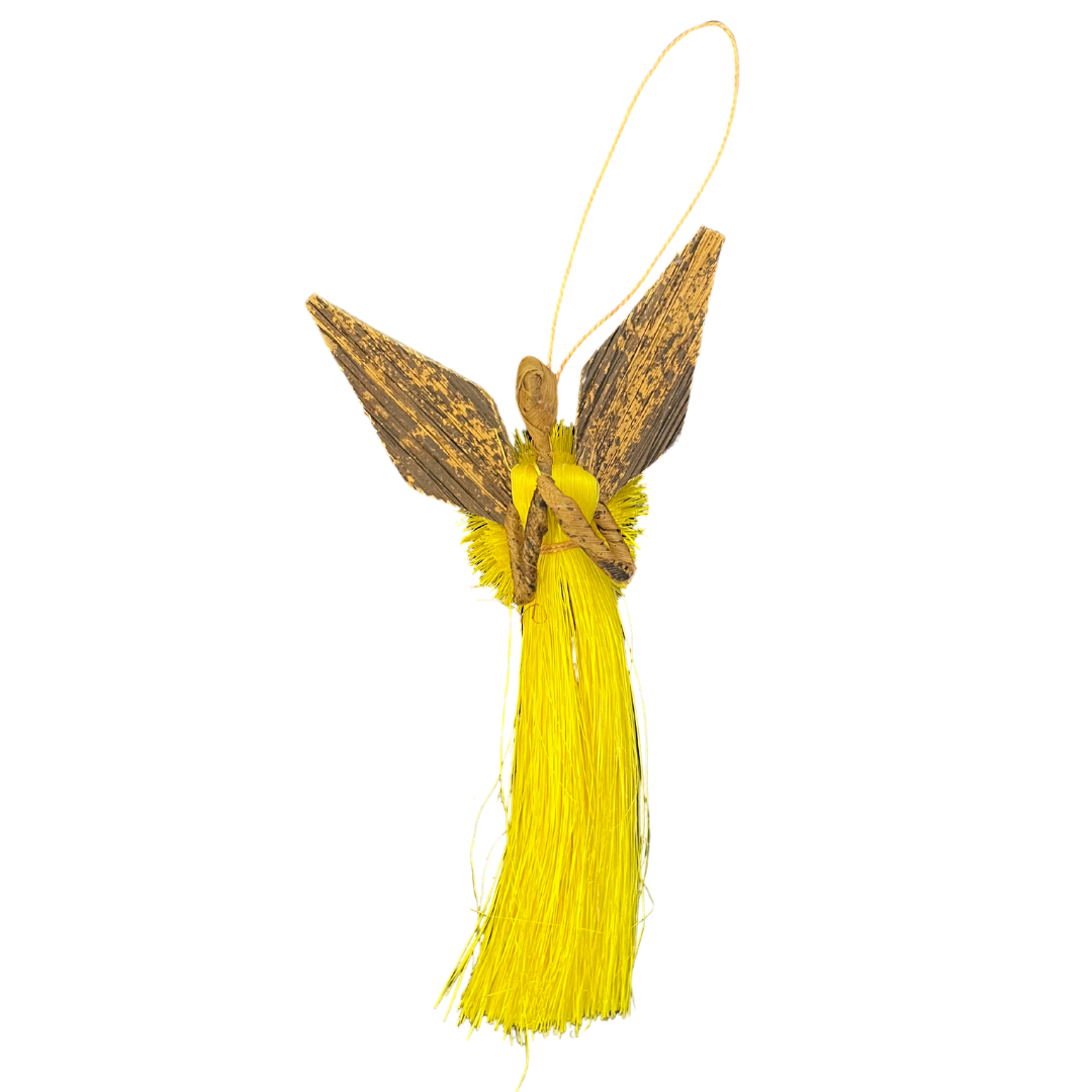 Raffia & Banana Fibre Handmade Angel Ornament (Long-skirted) (various colours available)