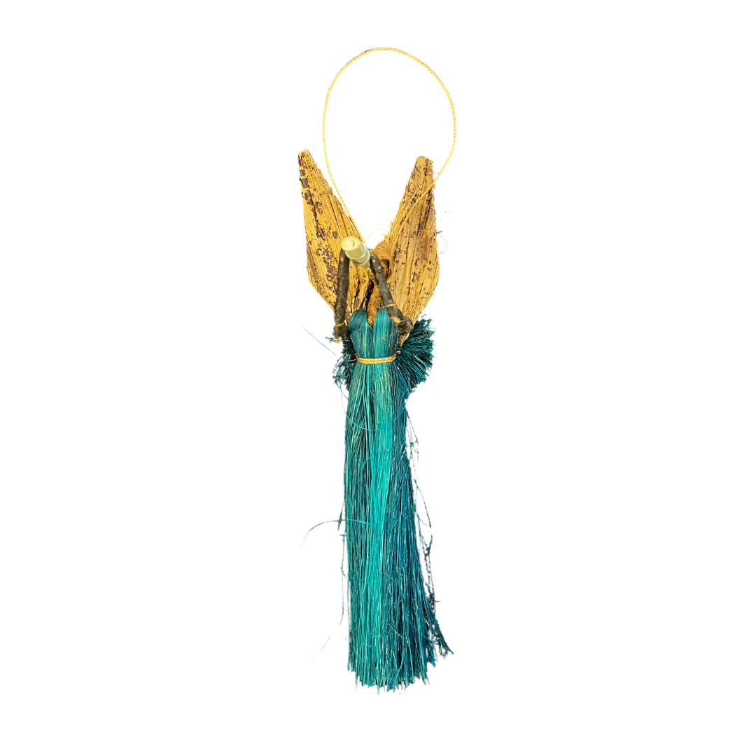 Raffia & Banana Fibre Handmade Angel Ornament (Long-skirted) (various colours available)