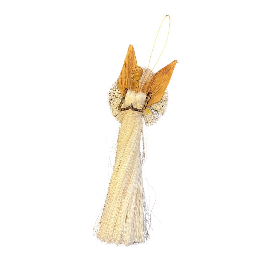 Raffia & Banana Fibre Handmade Angel Ornament (Long-skirted) (various colours available)
