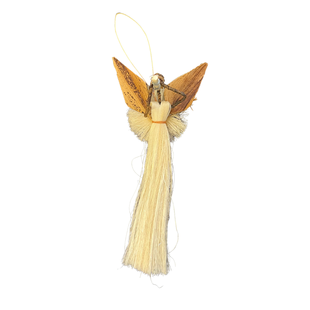 Raffia & Banana Fibre Handmade Angel Ornament (Long-skirted) (various colours available)