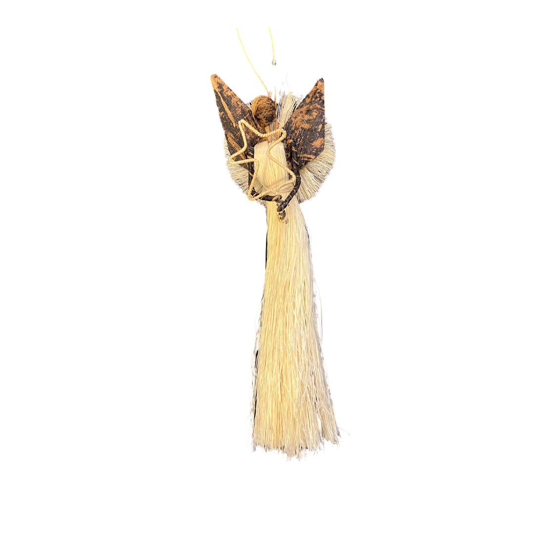 Raffia & Banana Fibre Handmade Angel Ornament (Long-skirted) (various colours available)
