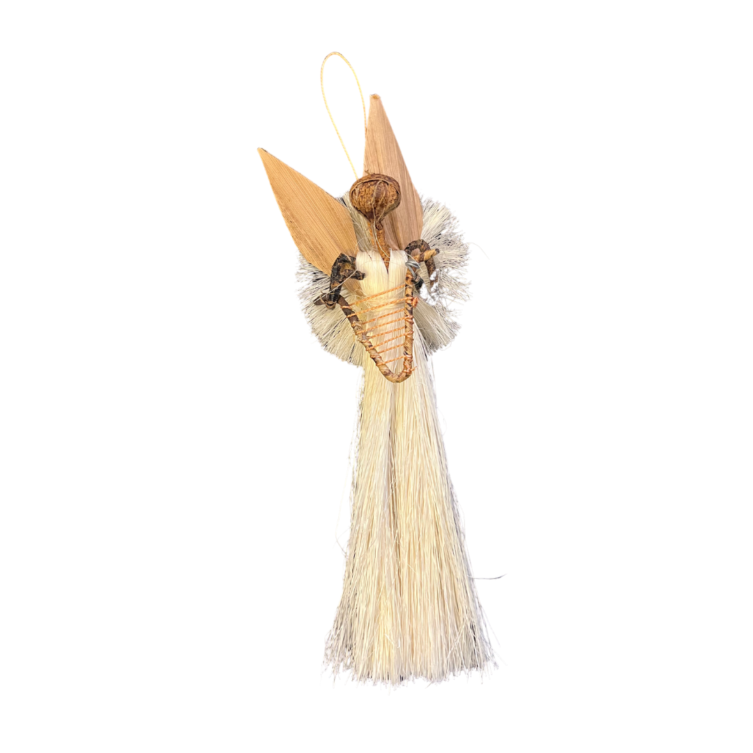 Raffia & Banana Fibre Handmade Angel Ornament (Long-skirted) (various colours available)