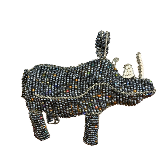 Hand-Beaded Rhinoceros