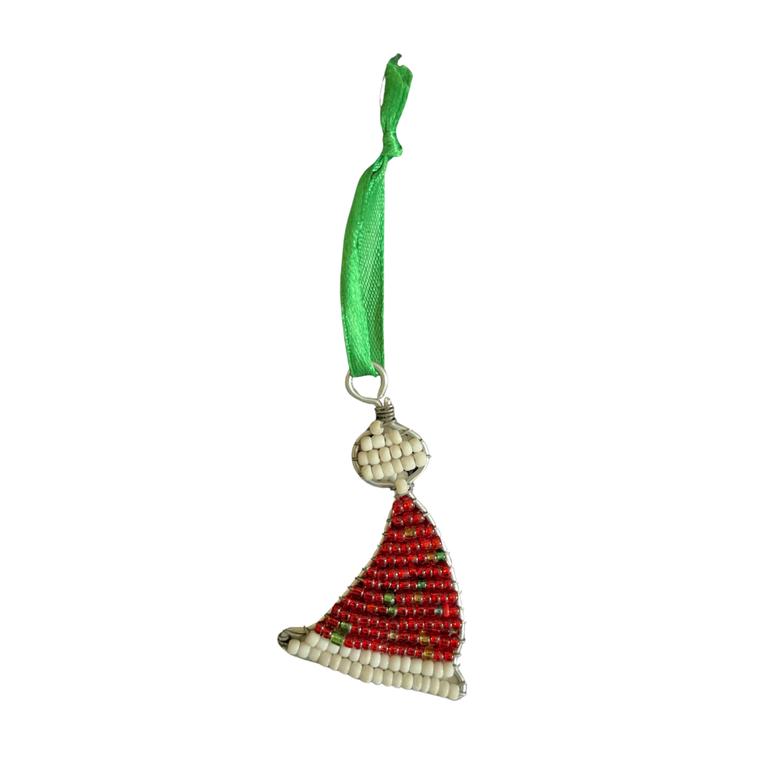Hand-beaded Santa Hat Ornament