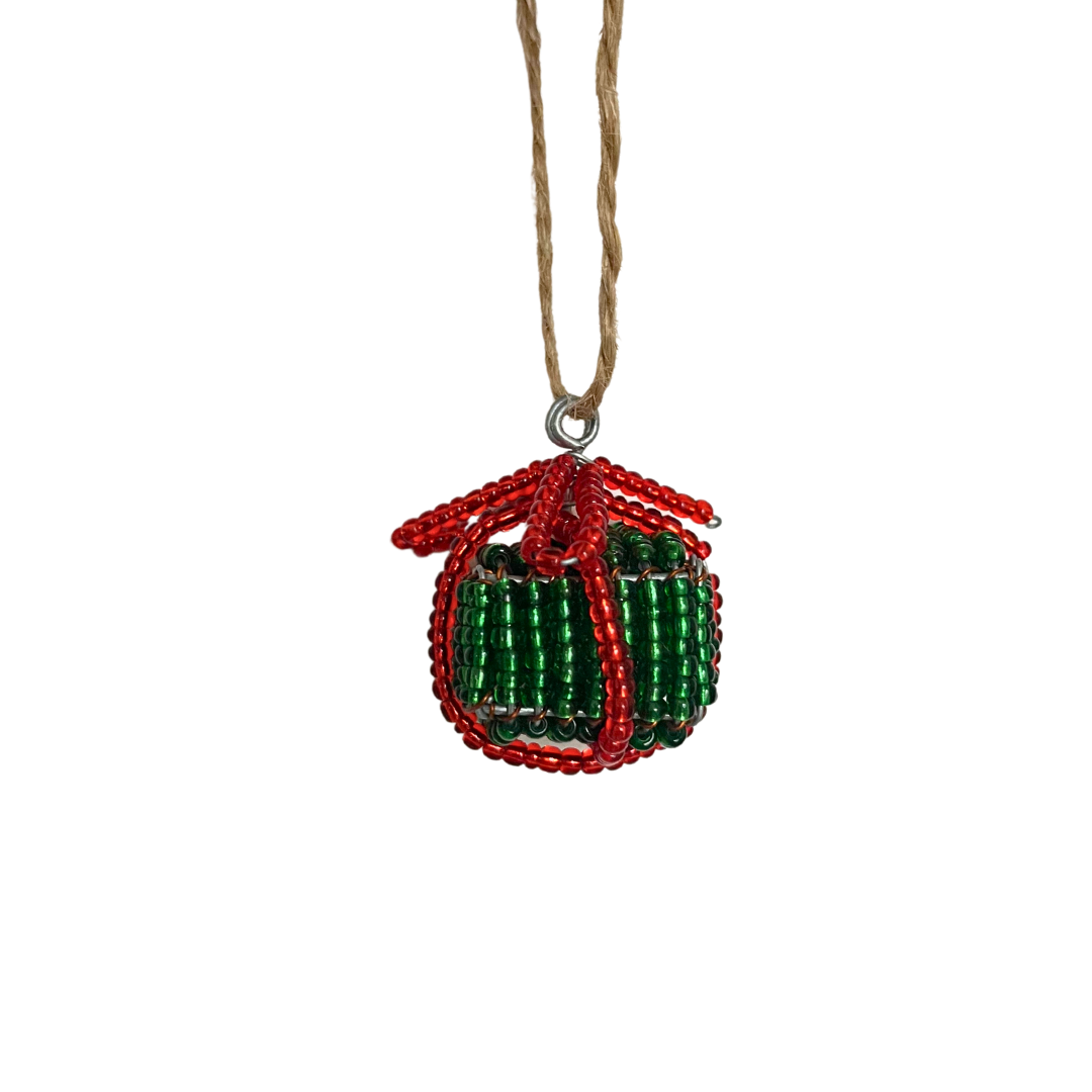 Beaded Present Tree Ornament