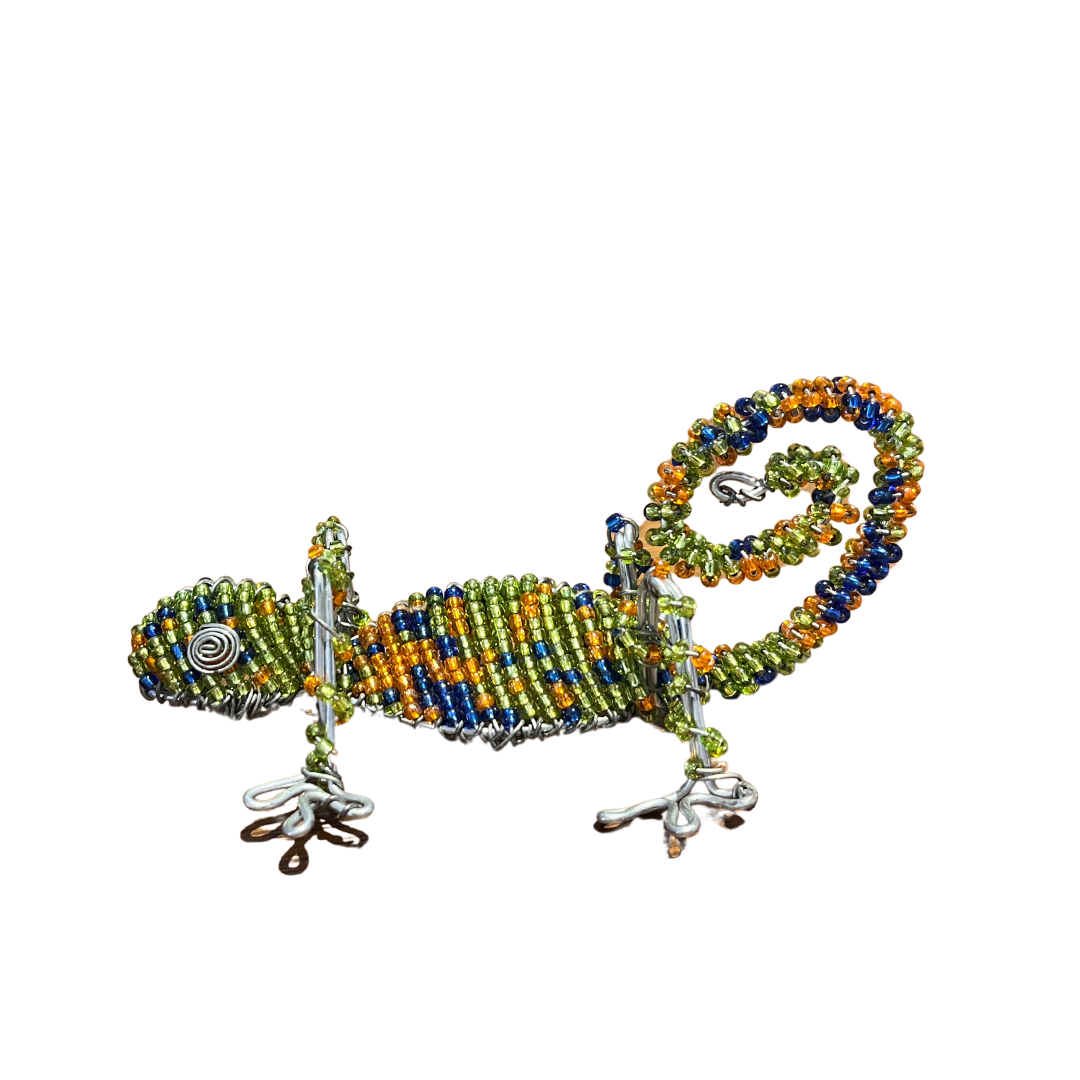 Hand-beaded Chameleon