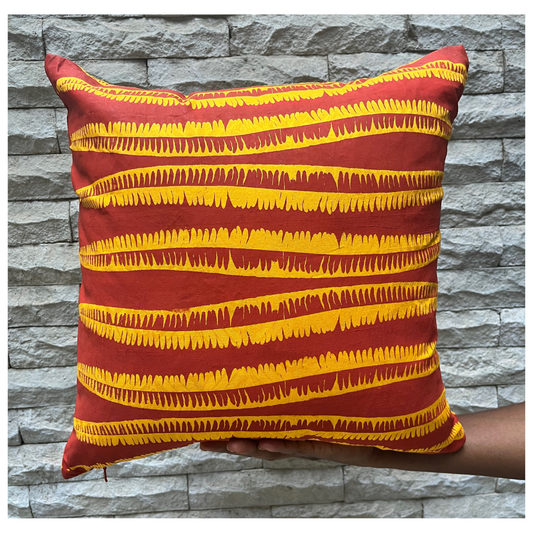 Hand Screen-Printed Orange Throw Pillow