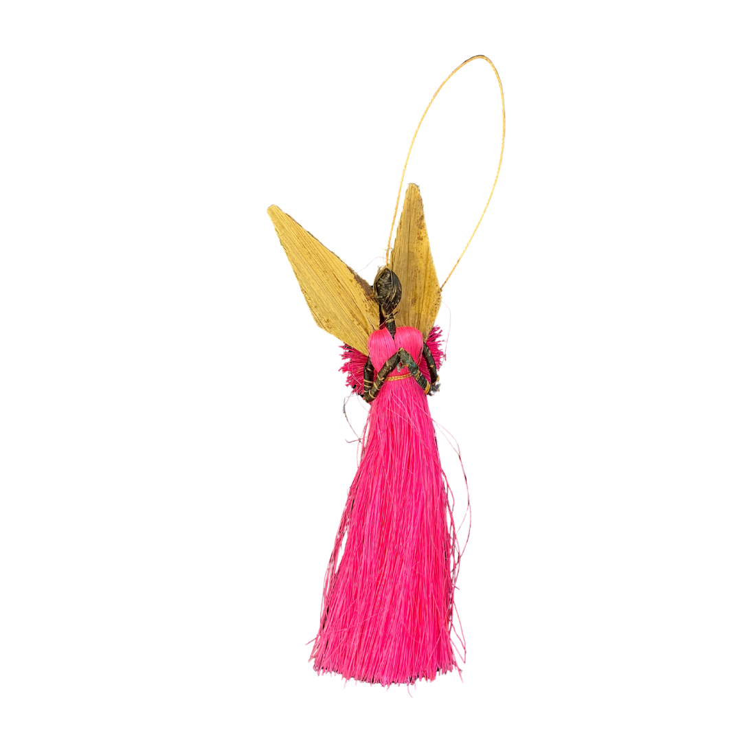 Raffia & Banana Fibre Handmade Angel Ornament (Long-skirted) (various colours available)