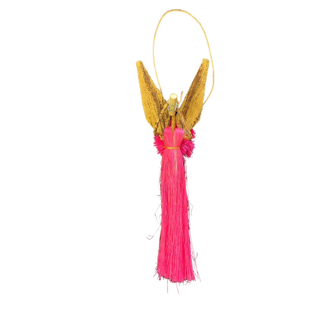 Raffia & Banana Fibre Handmade Angel Ornament (Long-skirted) (various colours available)