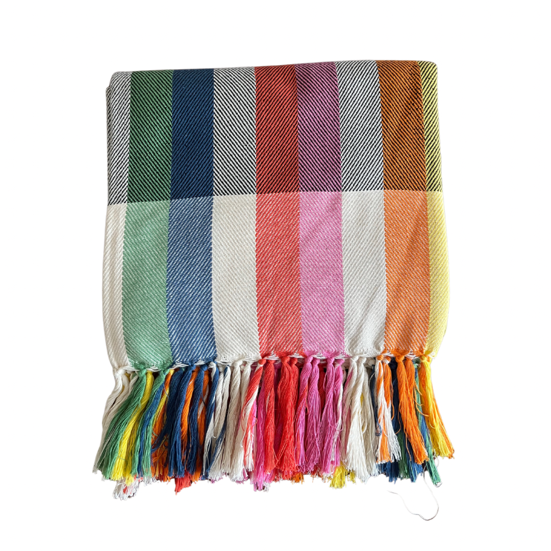 Rainbow herringbone blanket sale