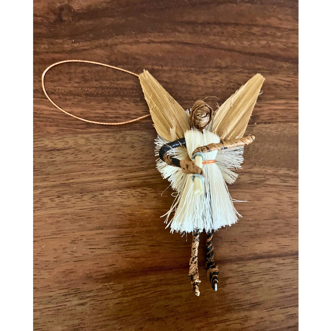 Raffia & Banana Fibre Handmade Angel Ornament