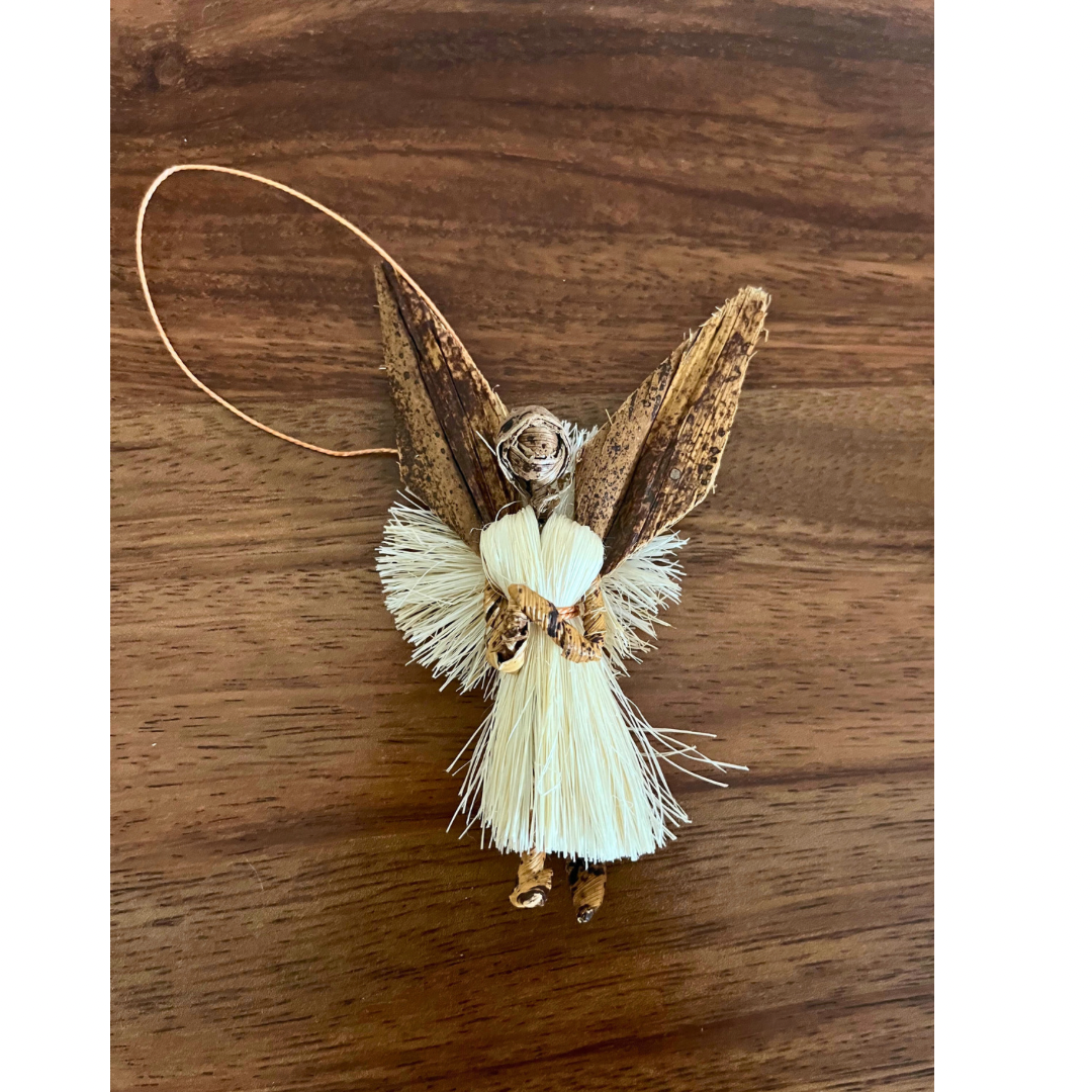 Raffia & Banana Fibre Handmade Angel Ornament