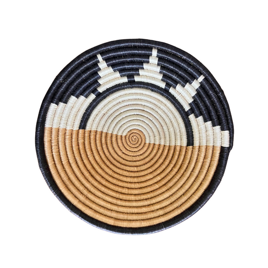 Black & Gold Bowl Basket - Sun pattern
