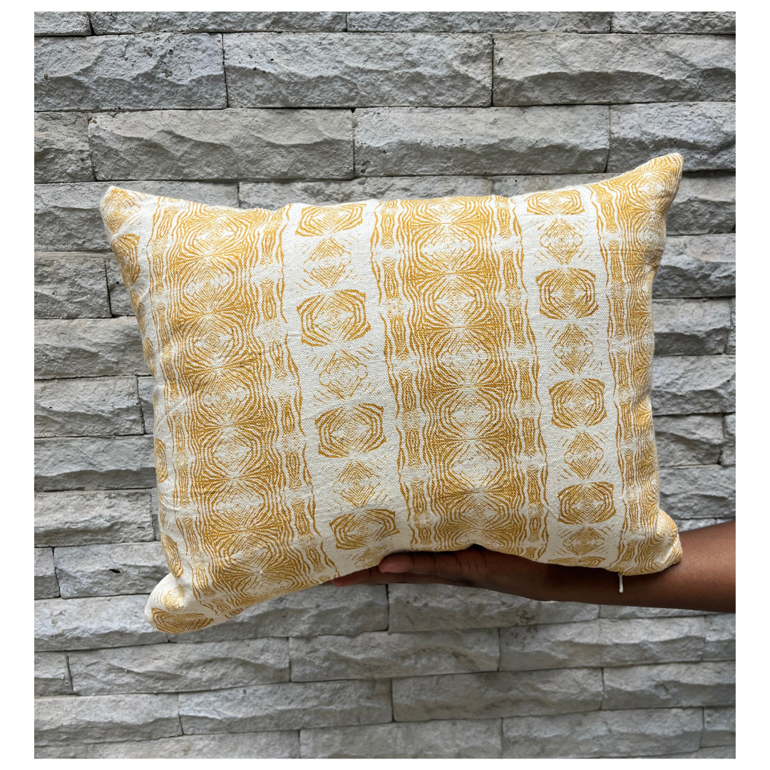 Hand Screen-Printed Yellow Throw Pillow