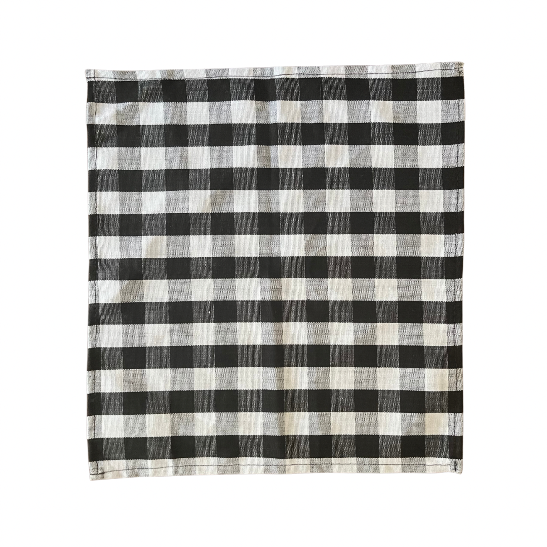 Black & White Ugandan Cotton Chequered Print Napkins