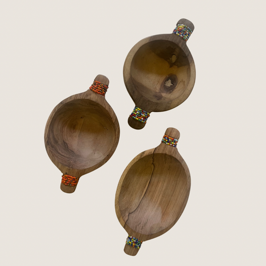 Decorative wooden bowls with bead detail