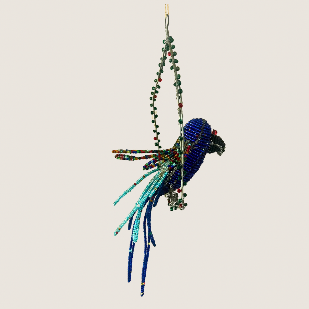 Hand-Beaded Hanging Bird Ornament