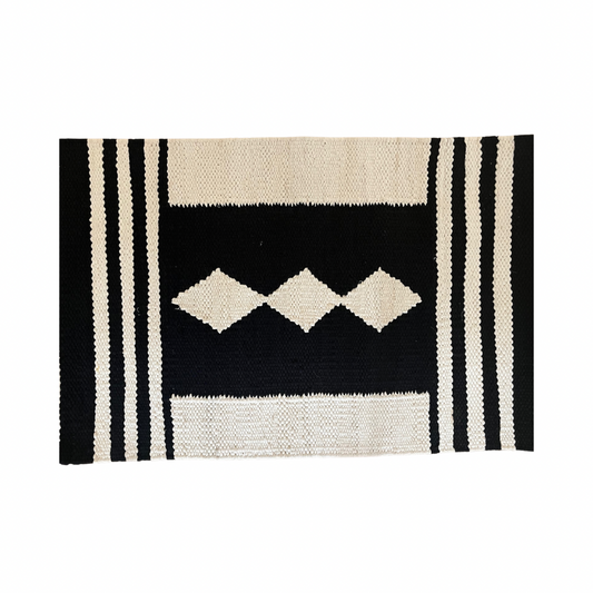 Black & White Woven Cotton Tapestry/Rug