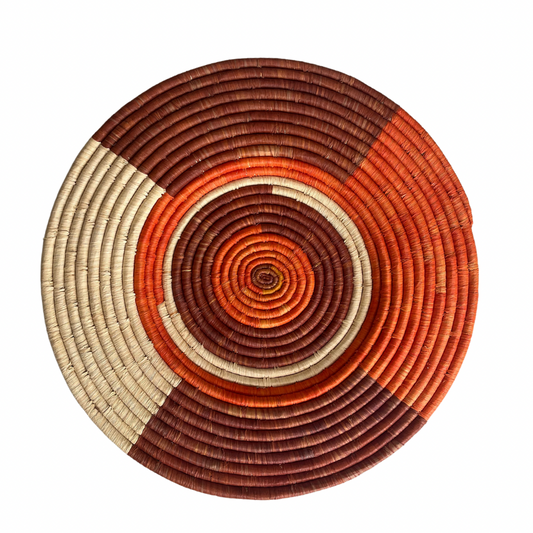 Flat Basket - Medium, Orange/Rust/Natural