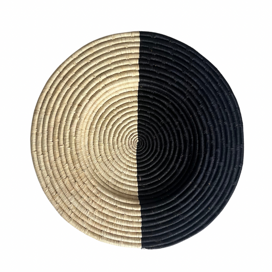 Flat Basket - Medium, Black & Natural