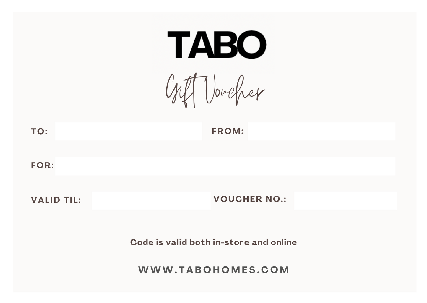 A TABO Gift Card